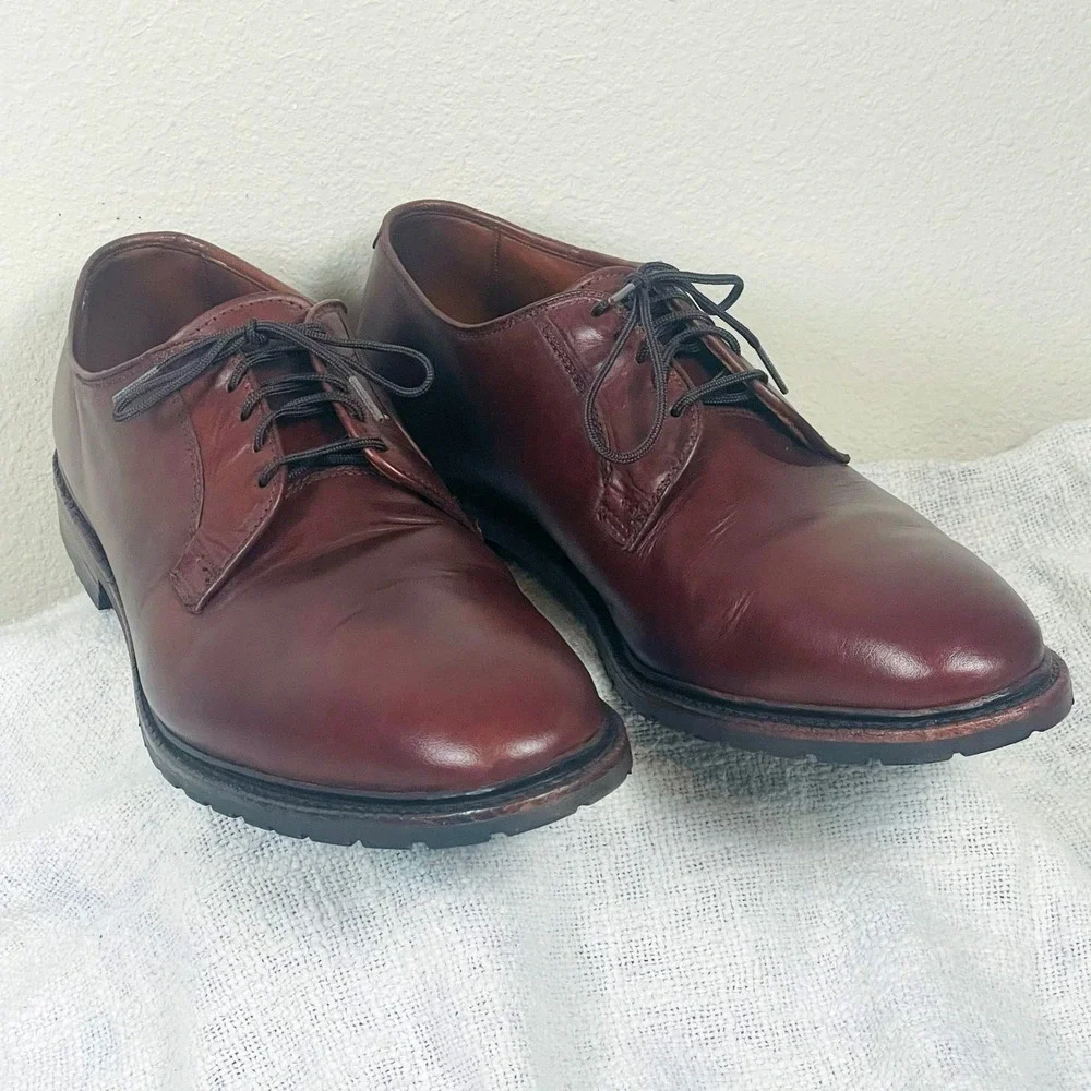 Allen Edmonds Black Hills Men's 12 E Wide Leather Plain-Toe Derby Blucher Shoes